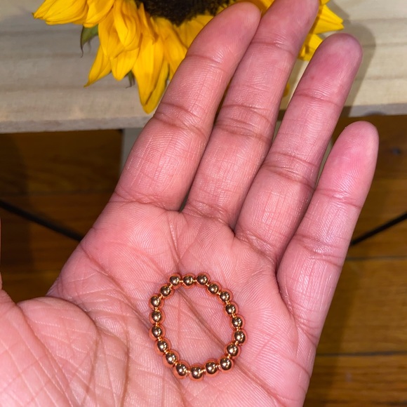 Handmade Copper Coated Round Bead Beaded Ring Set - Picture 11 of 12
